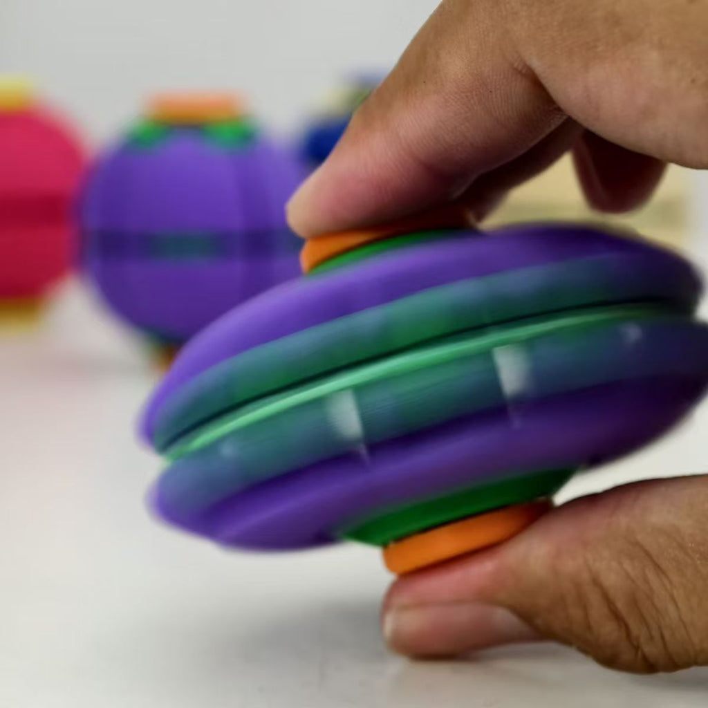 Colorful 3D Printed Stress Ball with Press and Spin Dual-Function Fidget Spinner, Portable Office Toy for Relief and Entertainment