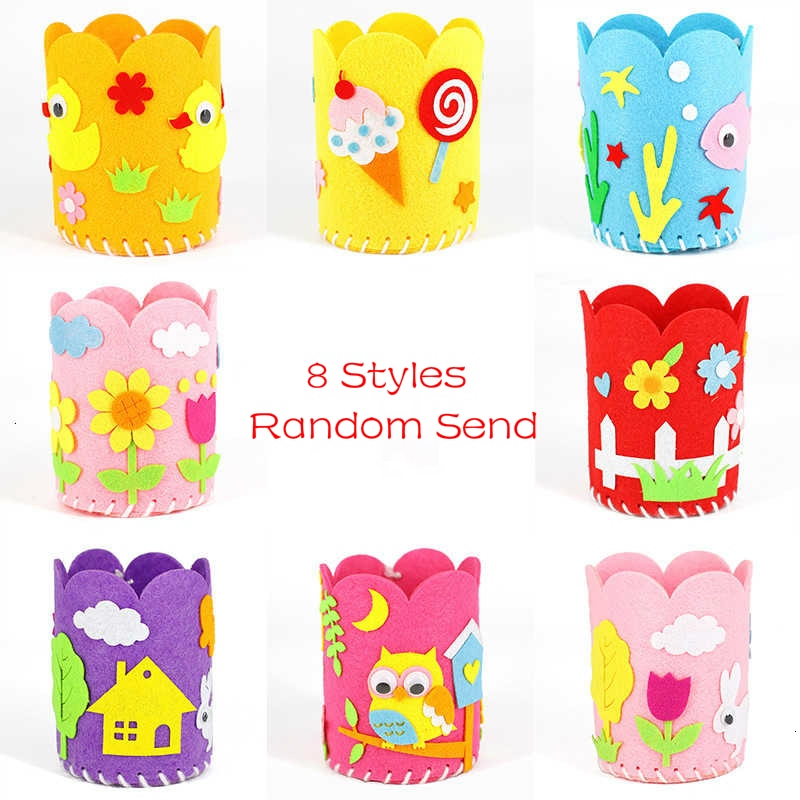 5Pcs/Set Kids DIY Craft Pencil Holder Educational Toys For Children Creative Handwork Pen Container Arts And Crafts Toys Gifts