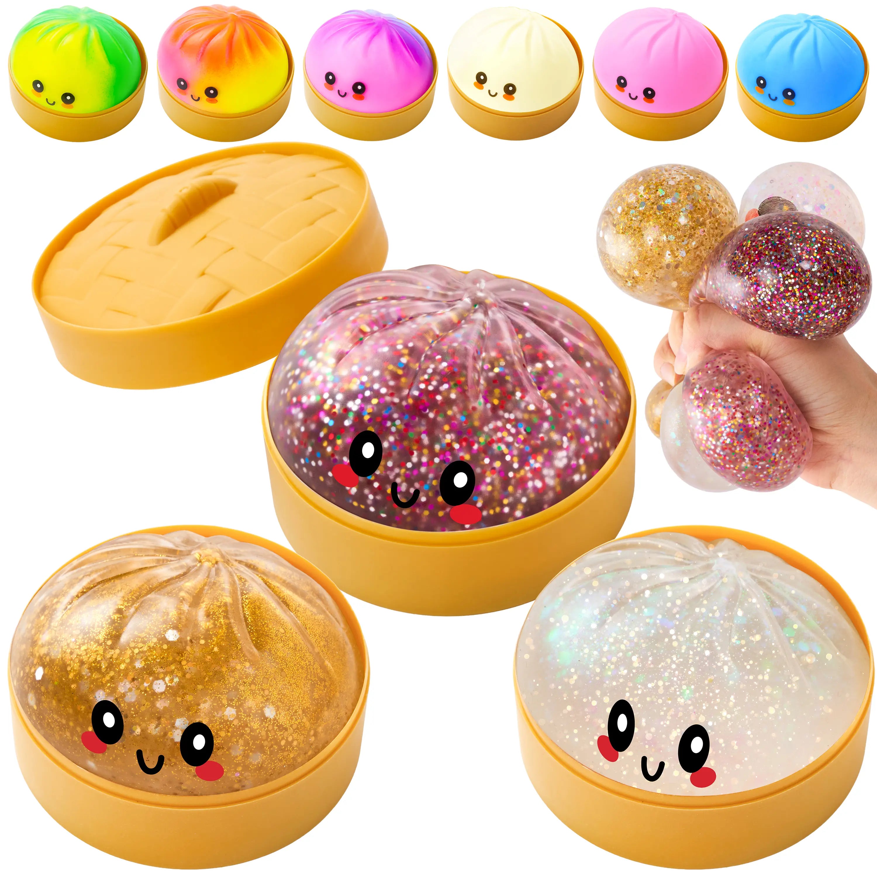 JOYIN 1Pcs Dumpling Mystery Box Quick Rebound,Full of Surprises,Not ALL Glitter, Random Styles Surprise, Colorful Soft Squeeze Stress Balls Fidget Sensory Toy, Decompression Gift for Kids Adults Toy, Soft Sensory Squeeze Toy