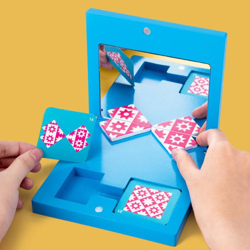 Montessori Educational Wooden Toys Mirror Imaging Puzzle Children Kids Education Sensory Toys Kindergarten Learning Didactic