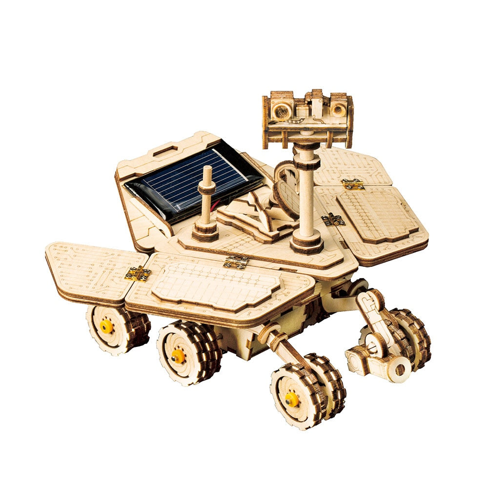 Robotime ROKR DIY Solar Energy Wooden Blocks Toys Model Building Kit Space Hunting Assembly Toys For Children Kids