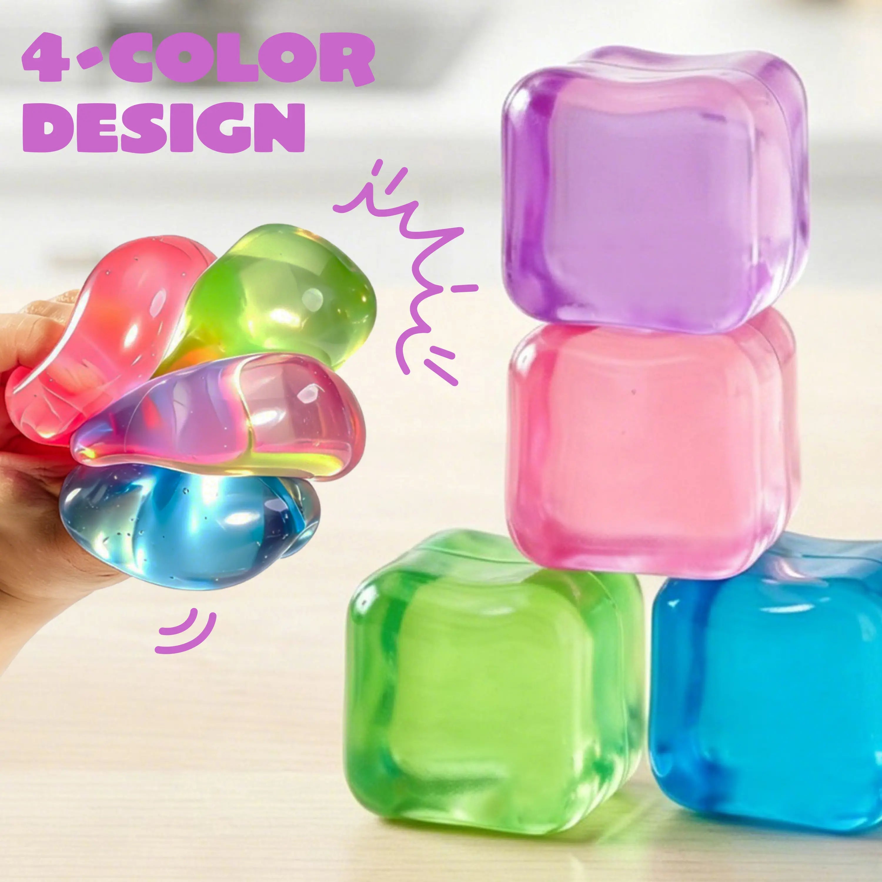 JOYIN 4 Pack Stress Cube, 2'' High Density Cube Fidget Toy, Stress Relief with Slow Rising Sensory Squishy Toys for Kids Adults, Birthday Gifts, Party Favors, Classroom Prizes for Boys Girls, Butter Stick Squishy