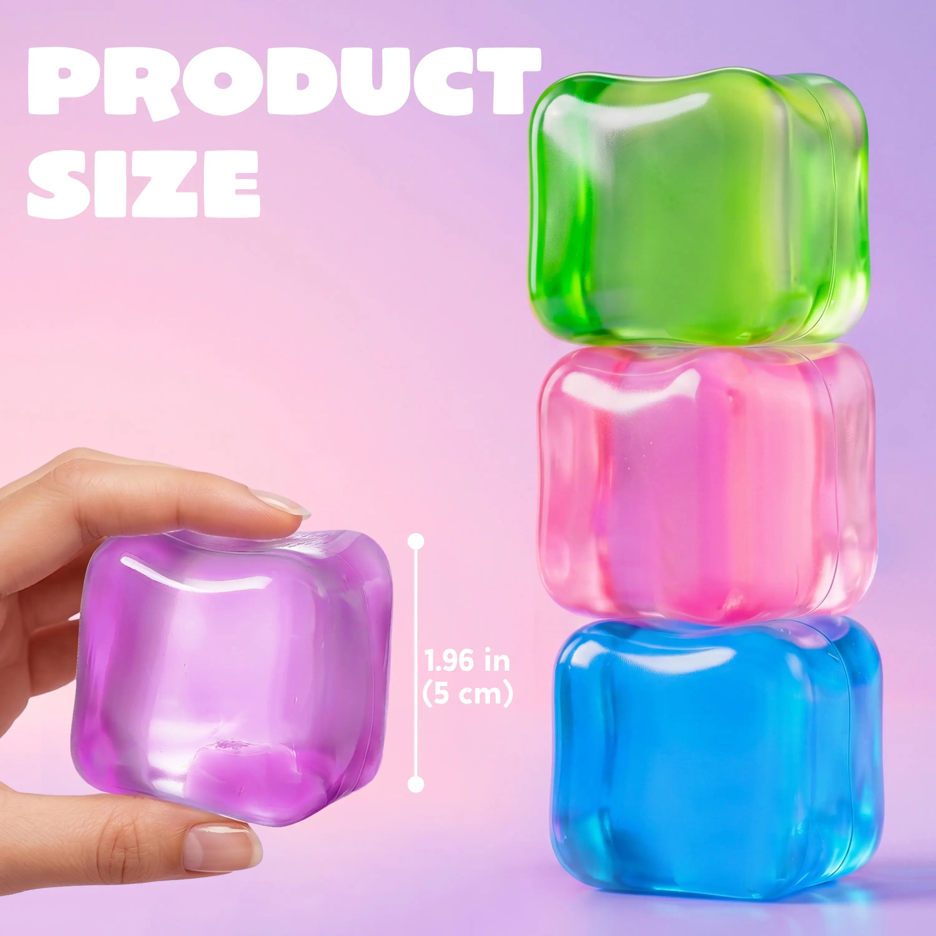 JOYIN 4 Pack Stress Cube, 2'' High Density Cube Fidget Toy, Stress Relief with Slow Rising Sensory Squishy Toys for Kids Adults, Birthday Gifts, Party Favors, Classroom Prizes for Boys Girls, Butter Stick Squishy