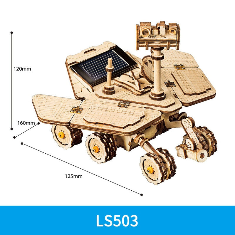 Robotime ROKR DIY Solar Energy Wooden Blocks Toys Model Building Kit Space Hunting Assembly Toys For Children Kids
