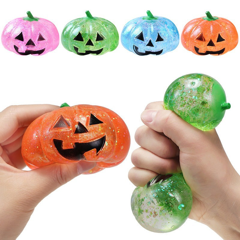 Halloween Funny Pumpkin Head Squishy Stress Relief Toy, Rebound Decorative Gift