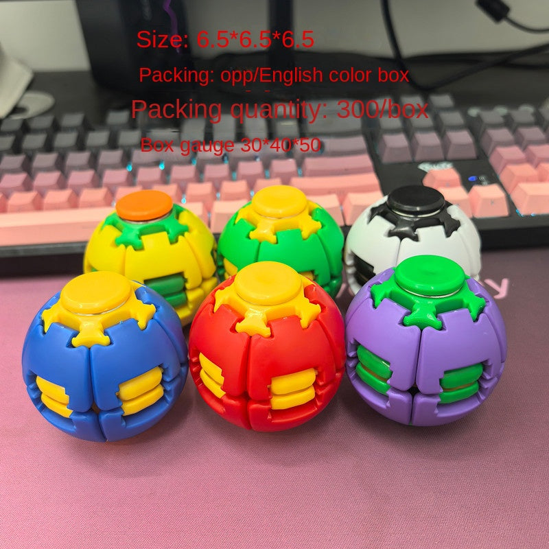 Colorful 3D Printed Stress Ball with Press and Spin Dual-Function Fidget Spinner, Portable Office Toy for Relief and Entertainment