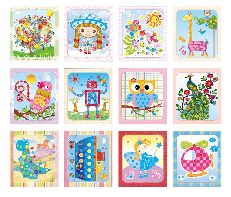 8Pcs Kids DIY Button Stickers Drawing Toys Handmade School Art Class Painting Drawing Craft Toys Children Early Educational GYH