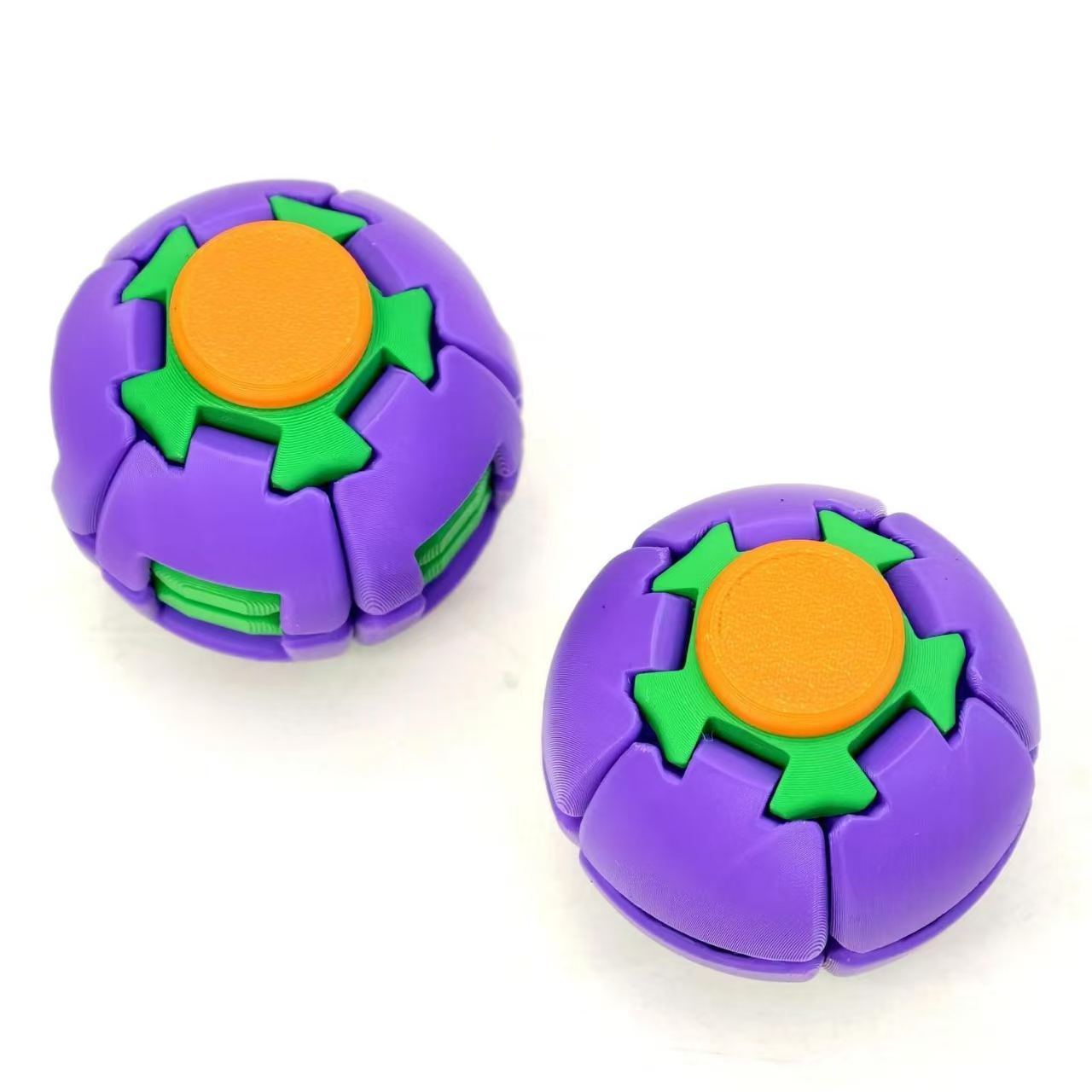 Colorful 3D Printed Stress Ball with Press and Spin Dual-Function Fidget Spinner, Portable Office Toy for Relief and Entertainment