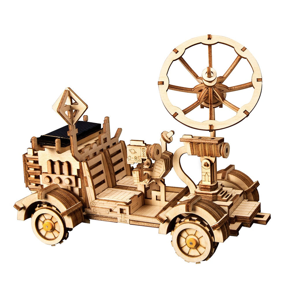 Robotime ROKR DIY Solar Energy Wooden Blocks Toys Model Building Kit Space Hunting Assembly Toys For Children Kids