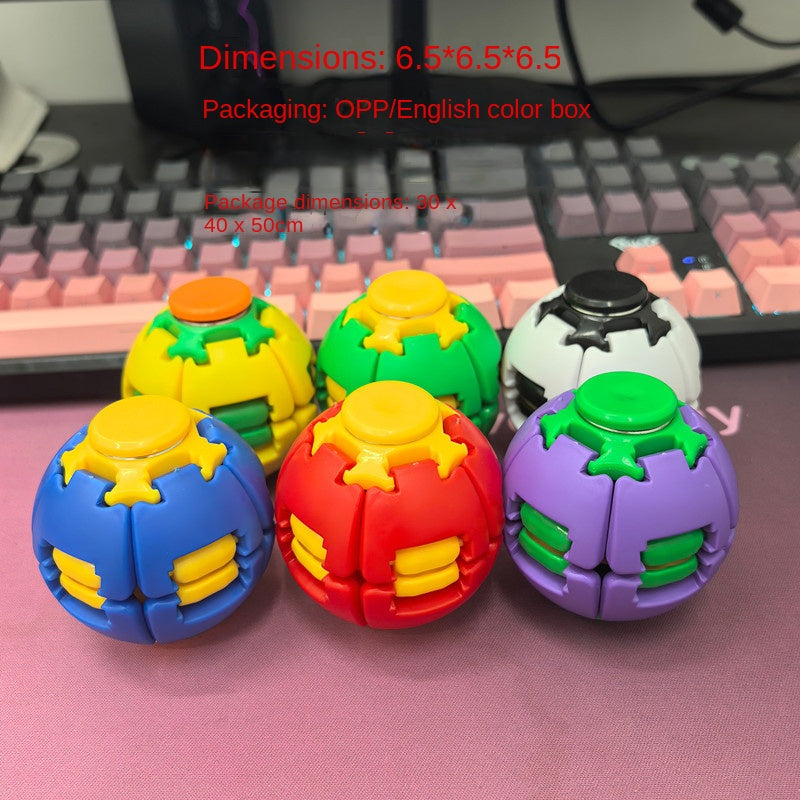 Colorful 3D Printed Stress Ball with Press and Spin Dual-Function Fidget Spinner, Portable Office Toy for Relief and Entertainment