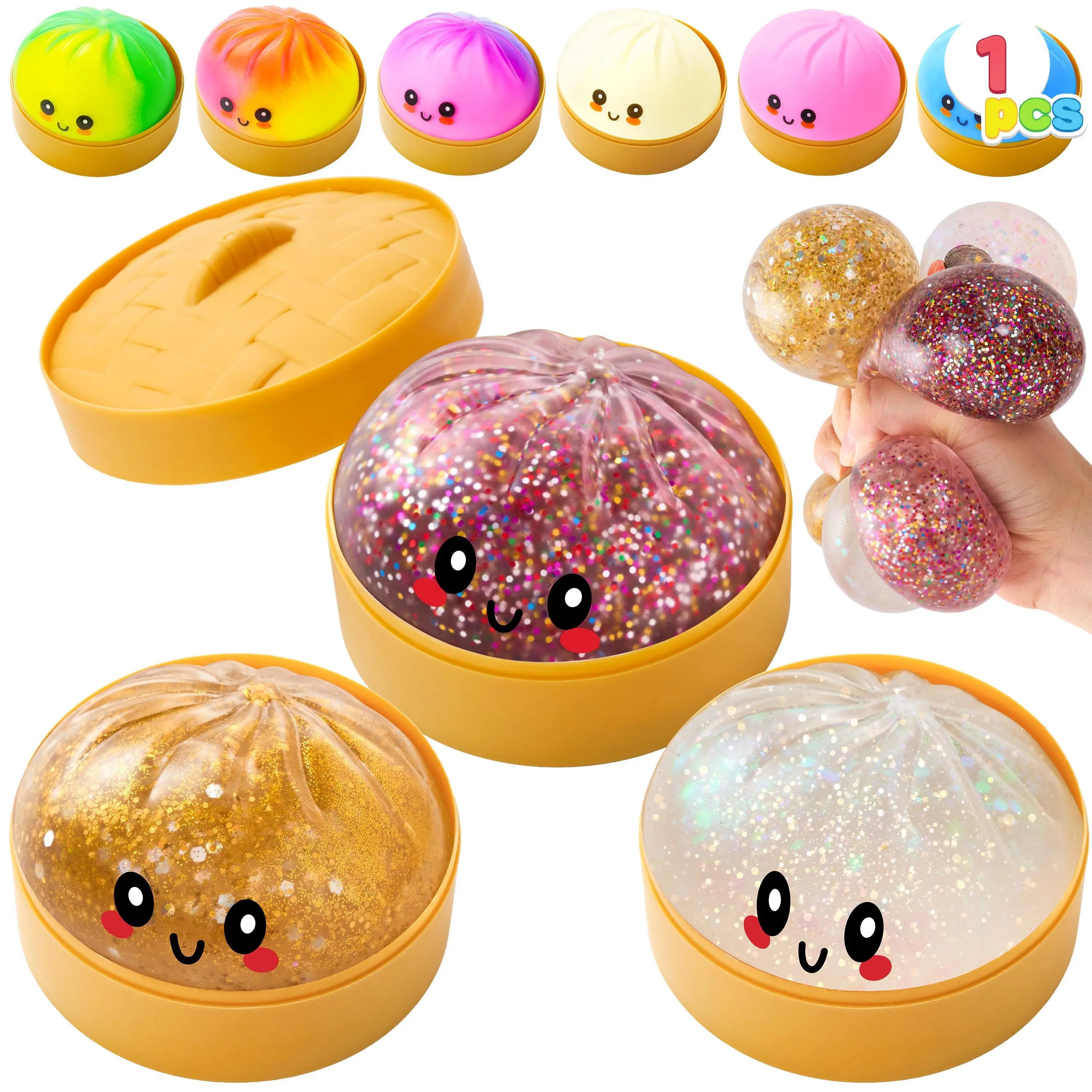 JOYIN 1Pcs Dumpling Mystery Box Quick Rebound,Full of Surprises,Not ALL Glitter, Random Styles Surprise, Colorful Soft Squeeze Stress Balls Fidget Sensory Toy, Decompression Gift for Kids Adults Toy, Soft Sensory Squeeze Toy